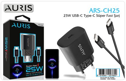 Auris CH25 25W (Sams.) Usb-C Tyce Başlık Kablo Set